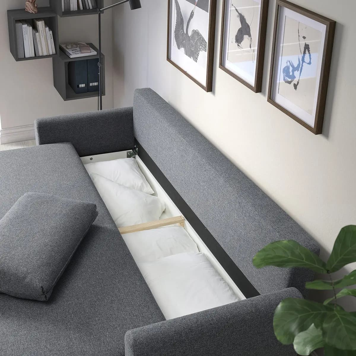 IKEA GRUNNARP Sleeper sofa, Gunnared medium gray [Clip Polypropylene]