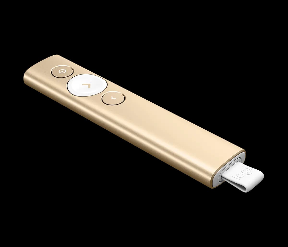Logitech Spotlight - Gold [5.17 in (131.3 mm), 1.11 in (28.1 mm), 0.48 in (12.1 mm)]