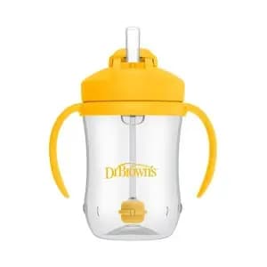 Dr. Brown's Milestones 9 fl oz Baby's First Straw Cup - Yellow [Dimensions (Overall) 7 Inches (H) x 5.3 Inches (W), Finish No Surface Treatment, Lid Material Plastic, Features Dini