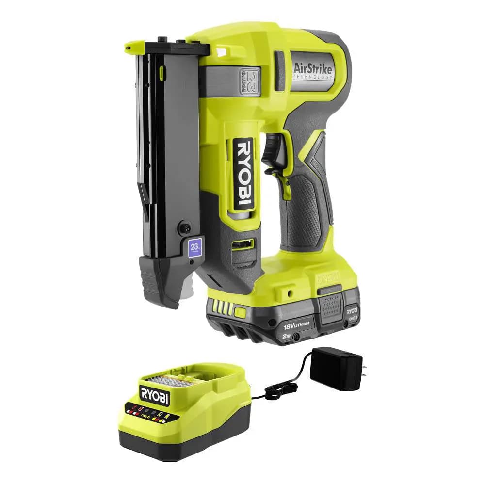RYOBI 18V ONE+ AirStrike 23GA Pin Nailer Kit [Voltage 18V, Fuel Gauge Integrated LEDs, Capacity 2Ah]