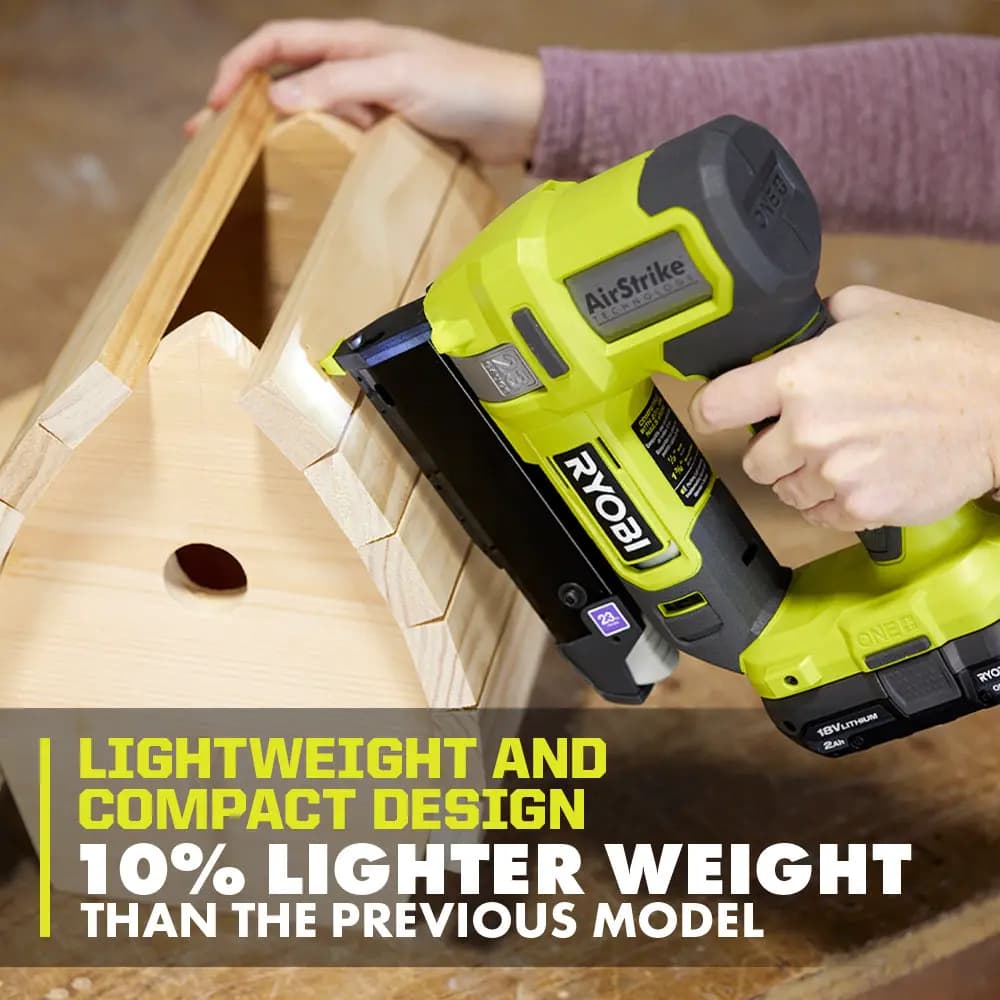 RYOBI 18V ONE+ AirStrike 23GA Pin Nailer Kit [Voltage 18V, Fuel Gauge Integrated LEDs, Capacity 2Ah]