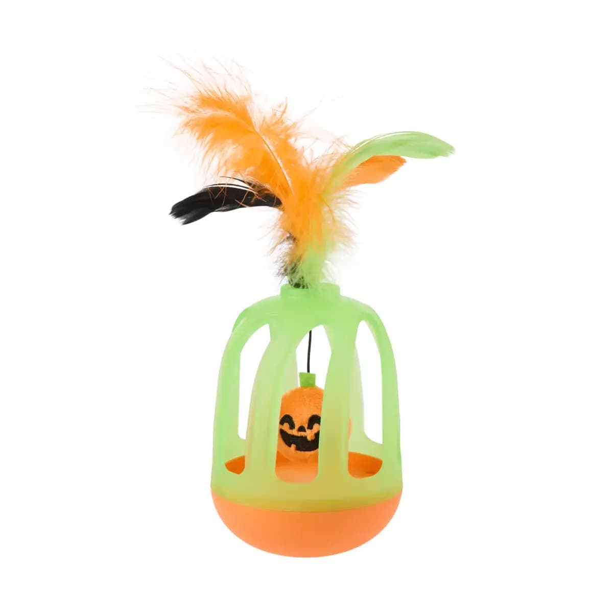 Thrills & Chills™ Halloween Pumpkin Wobble Cat Toy [Brand Thrills & Chills®, Includes 1 Wobble Toy, 1 Plush Pumpkin, 1 Feather, Intended For Cats, Activity Hunt & Stalk, Swat & Pou
