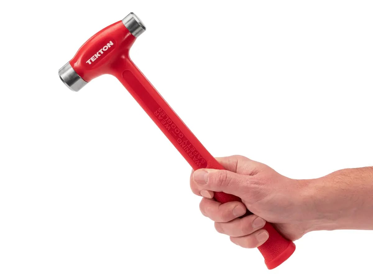 TEKTON 26 oz. Flat Steel Face Dead Blow Hammer [A. Length (in.) 12.7, B. Width (in.) 4.2, C. Height (in.) 1.3]