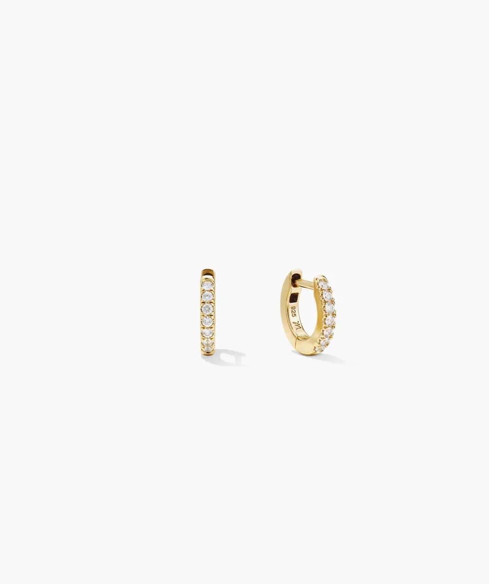 Mejuri Pavé Lab Grown Sapphire Huggie Hoops 18k Gold Vermeil - Lab Grown Sapphire [18k Gold Vermeil - Lab Grown Sapphire, Stone Size: 1.5 mm, Polish with a soft cloth]