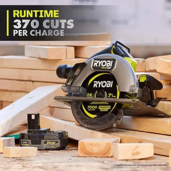 RYOBI ONE+ HP 18V Brushless Cordless 7-1/4 in. Circular Saw with ONE+ 18V 4.0 Ah Battery, PBLCS302B-PBP004 [Battery Amp Hours: 4 Ah, Battery Power Type: Lithium Ion, Battery Size: 