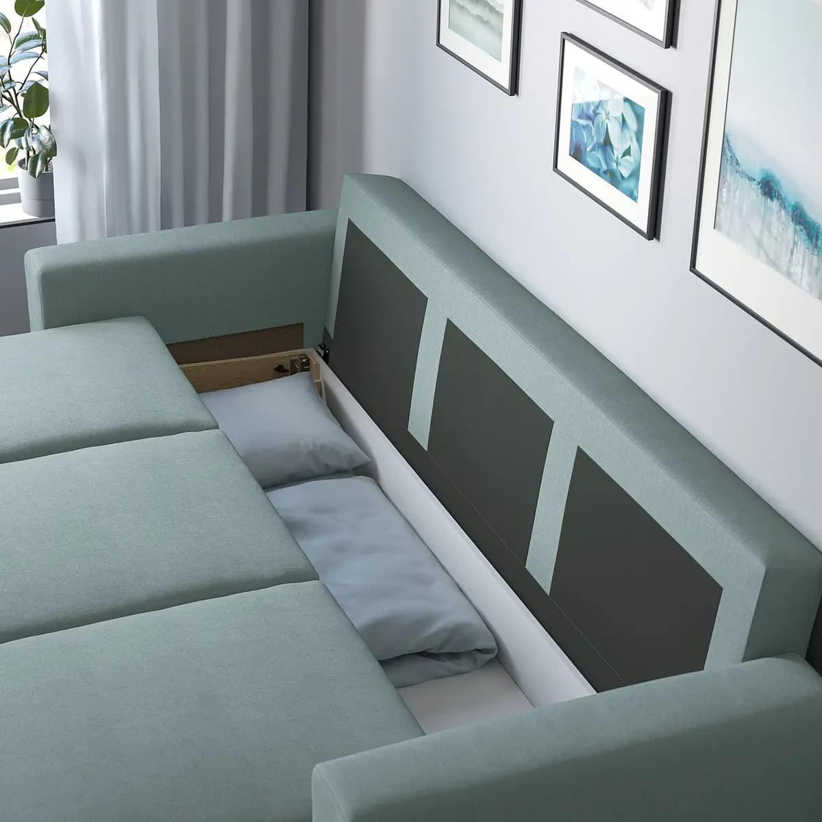 IKEA BÅRSLÖV Sleeper sofa, Tibbleby light gray-turquoise [Width 92 7/8 ", Depth 42 7/8 ", Height 29 1/2 "]
