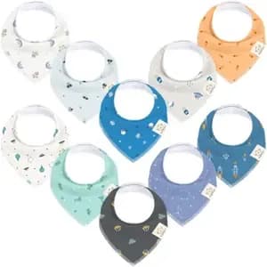 KeaBabies 10pk Organic Baby Bandana Bibs, Baby Drool Bibs for Baby Girl, Boy, Baby Bibs for Toddler, Infant, Newborn (Cosmo) [Dimensions (Overall) 11.8 inches (L), 13.8 inches (W),