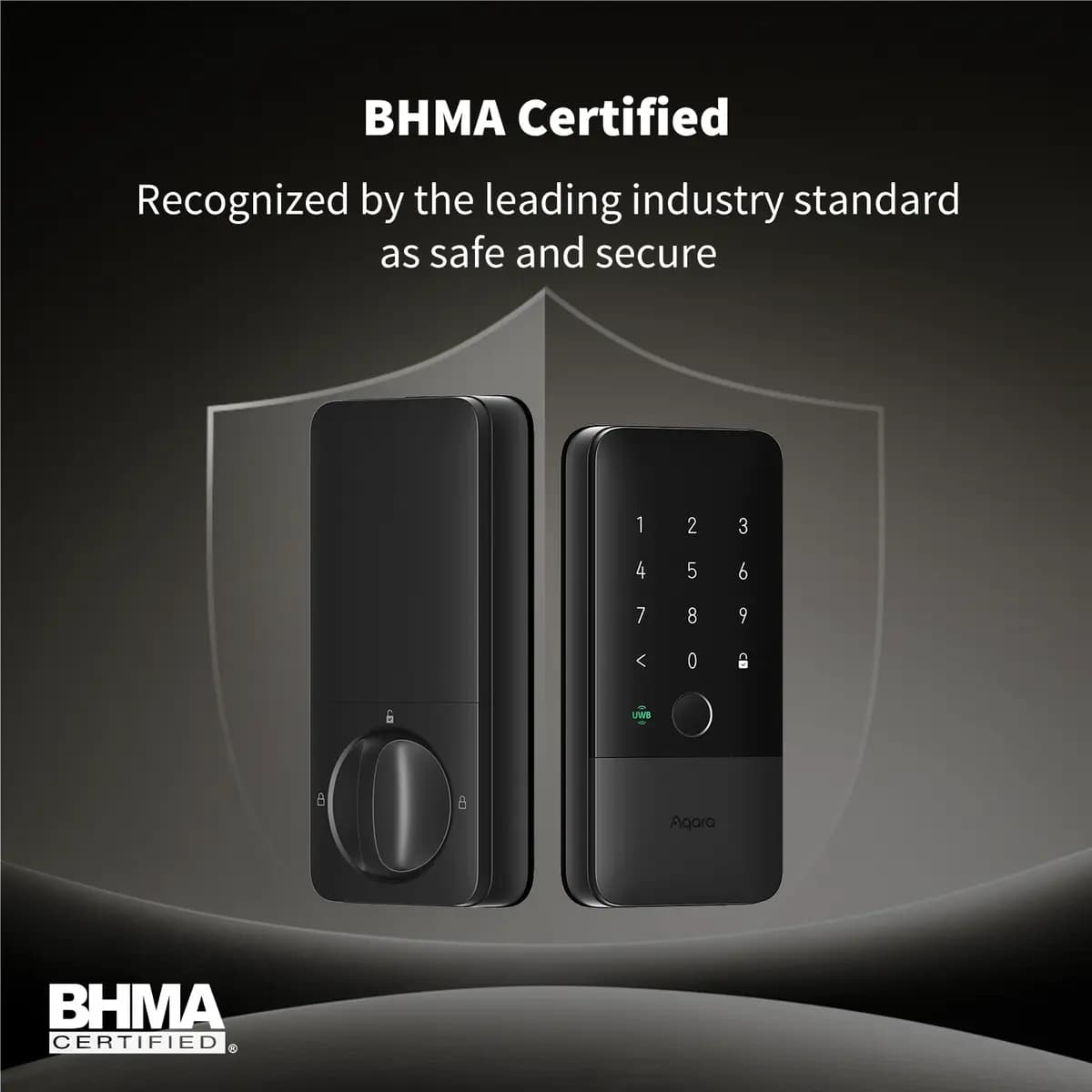 Aqara Smart Lock U400 Black [rechargeable lithium battery, up to 6 months per charge, IP65-rated exterior, up to 50]