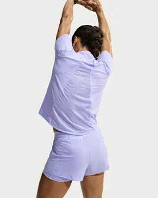 Nike Swift Women's Dri-FIT Mid-Rise 2-in-1 Running Shorts Purple Pulse/Purple Pulse [Purple Pulse/Purple Pulse, Reflective Swoosh logo on left thigh, Reflective graphics on outer t