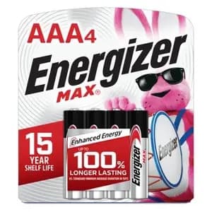 Energizer Max AAA Batteries - 4pk Alkaline Battery [Weight 11.5 Grams, Volts 1.5 Volts, Package Quantity 4, Rechargeable Single-Use]