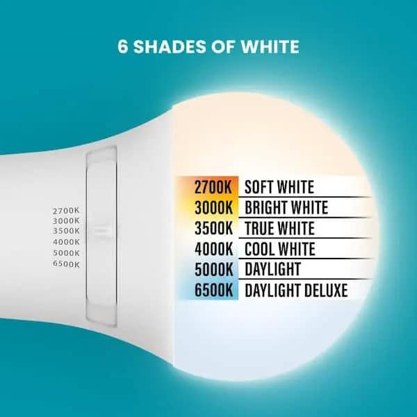 EcoSmart 60-Watt Equivalent A19 E26 Base Dimmable LED Light Bulb with Selectable Color Temperature (4-Pack), 14A19060W6CCT01 [Actual Color Temperature (K): 2700,3000,3500,4000,5000