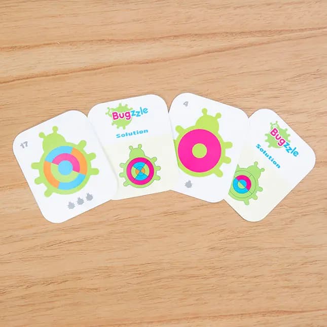 Fat Brain Toys Bugzzle Match-the-Picture Fraction-Learning Brainteaser for Kids Ages 3 and Up [Puzzle of arranging semi-circular pieces to match pictures on puzzle cards, Encourage