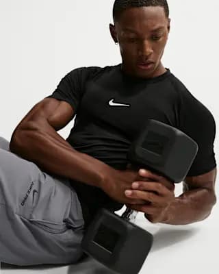 Nike Pro Men's Dri-FIT Tight Short-Sleeve Fitness Top Black/White [90% polyester/10% spandex, Machine wash, XS-4XL Tall]