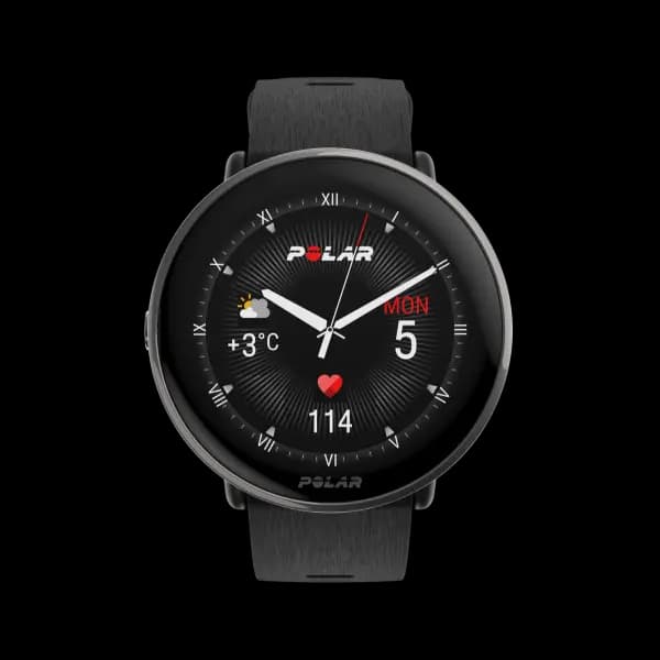 Polar Ignite 3 Titanium, Black Silicone [1.7 in, 1.28 Inch, AMOLED]