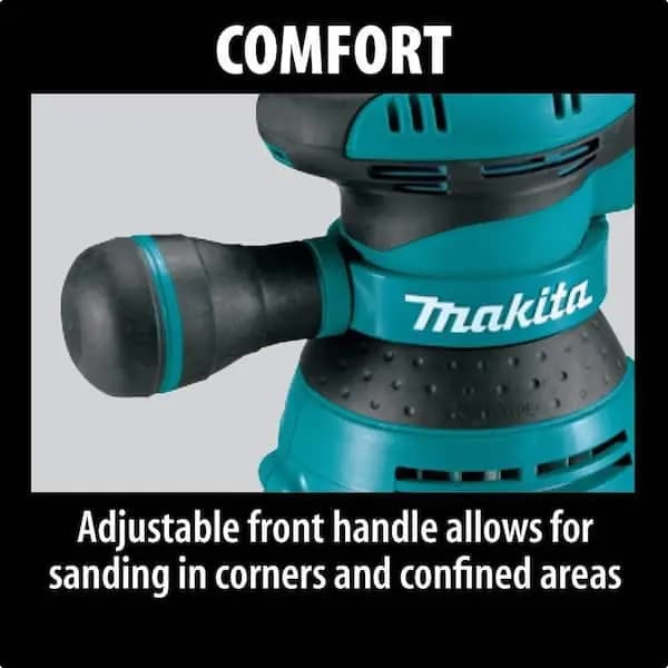 Makita 3 Amp 5 in. Corded Variable Speed Random Orbital Sander with Dust Bag, BO5041 [Amperage (A): 3 A, Color Family: Teal, Cord Length (ft.): 8.2 ft]