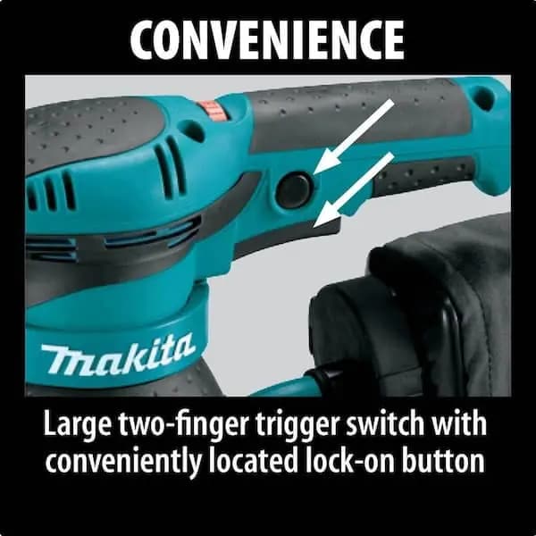 Makita 3 Amp 5 in. Corded Variable Speed Random Orbital Sander with Dust Bag, BO5041 [Amperage (A): 3 A, Color Family: Teal, Cord Length (ft.): 8.2 ft]