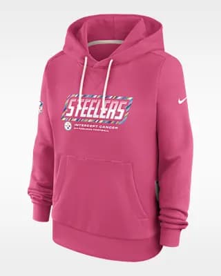 Pittsburgh Steelers Crucial Catch Standard Issue Women's Nike Dri-FIT NFL Pullover Hoodie Pink [Pink, Hood with drawstring, Front pocket]