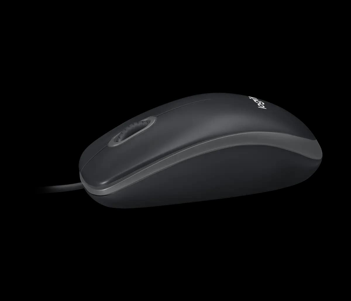 Logitech B100 Optical USB Mouse - Black [4.45 in (113 mm), 2.44 in (62 mm), 1.5 in (38 mm)]