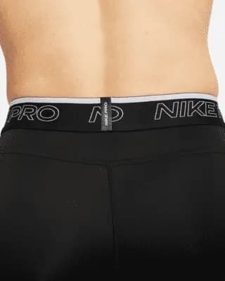 Nike Pro Dri-FIT Men's Shorts Black/White [Body: 90% polyester/10% spandex. Mesh: 92% polyester/8% spandex, Machine wash, XS-4XL Tall]