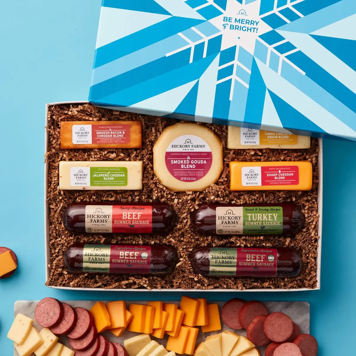 Be Merry Cheese & Sausage Lover's Gift Box [(2) 7 oz, 7 oz, 7 oz]