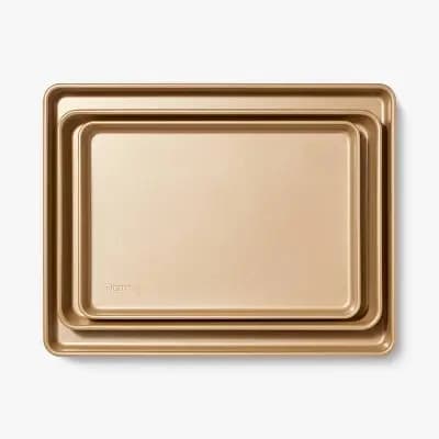 3pc Nonstick Baking Sheet Set Gold - Figmint™ [Nonstick, Made Without PTFE, 3]