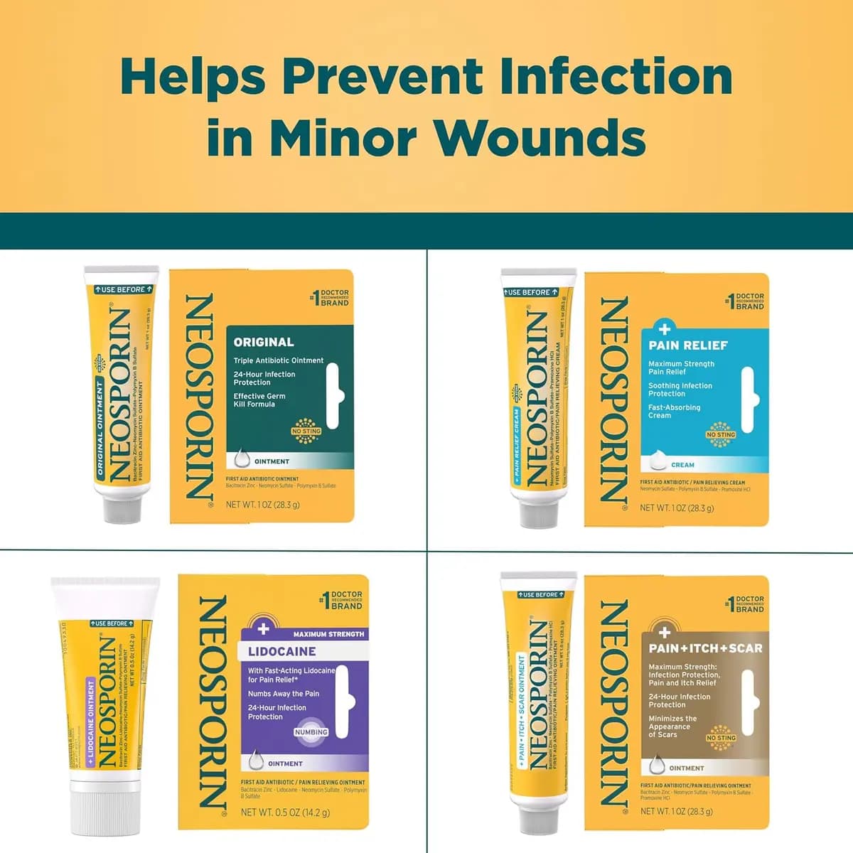 Neosporin + Pain Relief Dual Action Antibiotic Cream, Twin Pack, 1 oz [Neosporin, 4.9 x 1.2 x 3.9 inches, Hydrochloride]