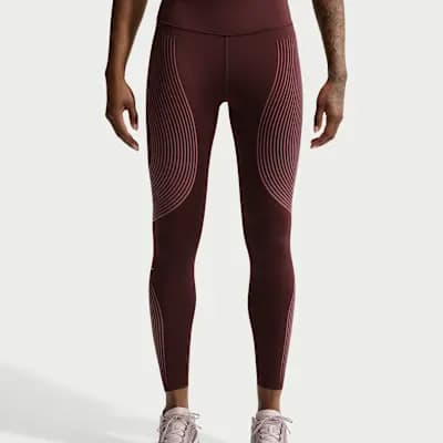 Nike Swift Flash Women's High-Waisted Full-Length Running Leggings Mystic Dates/Pink Smoke [Mystic Dates/Pink Smoke, Reflective graphics, 75% polyester/25% spandex]
