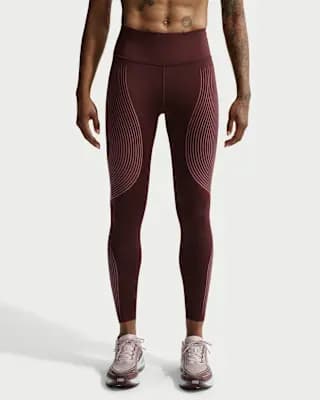 Nike Swift Flash Women's High-Waisted Full-Length Running Leggings Mystic Dates/Pink Smoke [Mystic Dates/Pink Smoke, Reflective graphics, 75% polyester/25% spandex]