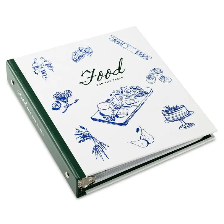 Food for the Table Recipe Binder [Message Food for the Table, Dimensions 8.25'' W x 9'' H x 1.5'' D, Material Paper, chipboard, clear vinyl and metal., Item number 1TOG1043]
