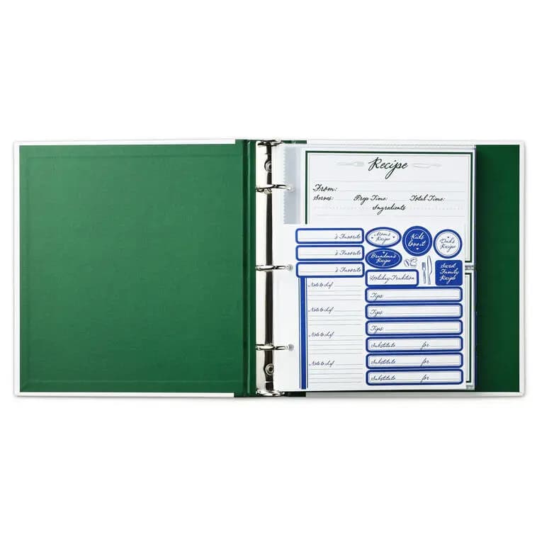 Food for the Table Recipe Binder [Message Food for the Table, Dimensions 8.25'' W x 9'' H x 1.5'' D, Material Paper, chipboard, clear vinyl and metal., Item number 1TOG1043]
