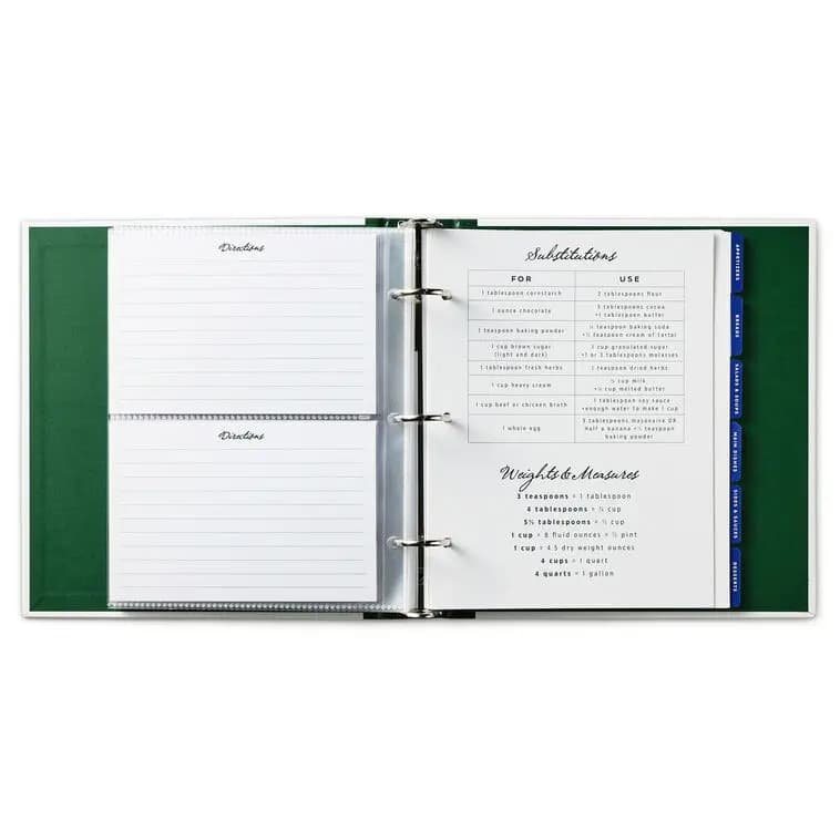 Food for the Table Recipe Binder [Message Food for the Table, Dimensions 8.25'' W x 9'' H x 1.5'' D, Material Paper, chipboard, clear vinyl and metal., Item number 1TOG1043]