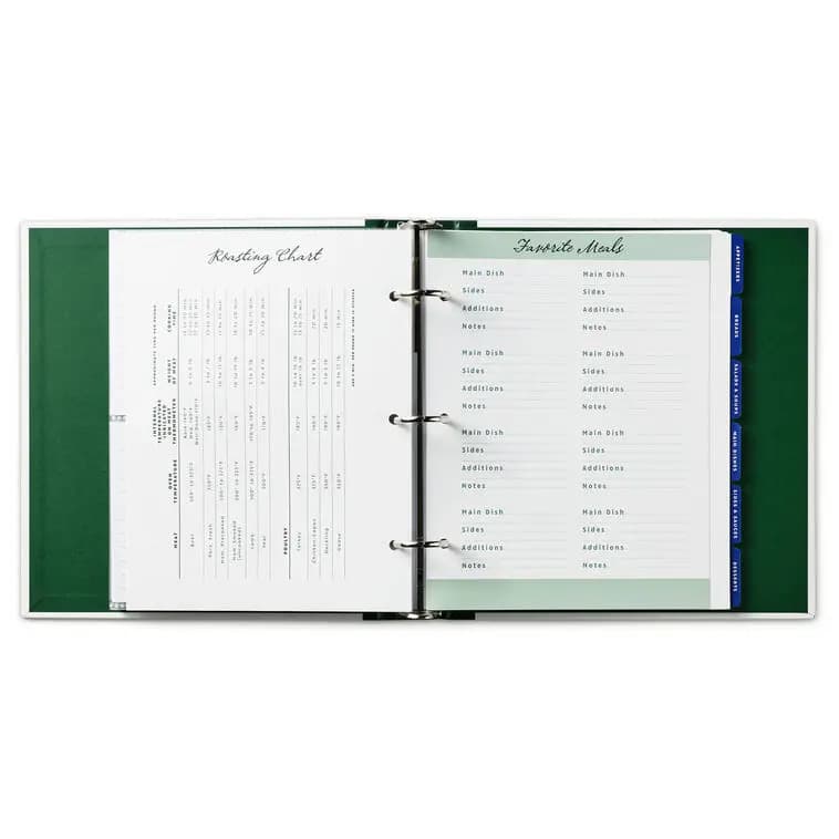 Food for the Table Recipe Binder [Message Food for the Table, Dimensions 8.25'' W x 9'' H x 1.5'' D, Material Paper, chipboard, clear vinyl and metal., Item number 1TOG1043]