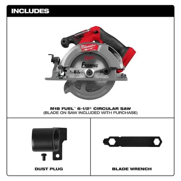Milwaukee M18 FUEL 18V Lithium-Ion Brushless Cordless 6-1/2 in. Circular Saw (Tool-Only), 2833-20 [Battery Amp Hours: No Battery, Battery Power Type: Lithium Ion, Battery Size: 18-