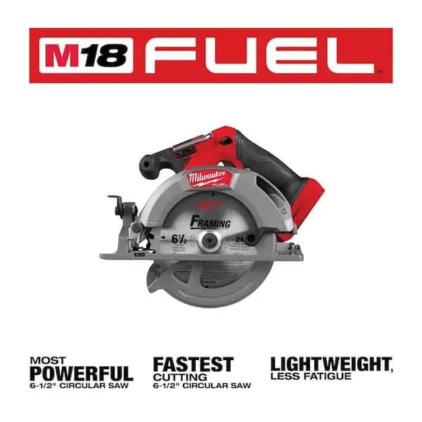 Milwaukee M18 FUEL 18V Lithium-Ion Brushless Cordless 6-1/2 in. Circular Saw (Tool-Only), 2833-20 [Battery Amp Hours: No Battery, Battery Power Type: Lithium Ion, Battery Size: 18-