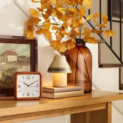 Hearth & Hand with Magnolia Rounded Corner Wood Table Clock - Hearth & Handâ„¢ with Magnolia [Wood, Off-White, .82 Pounds]