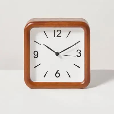 Hearth & Hand with Magnolia Rounded Corner Wood Table Clock - Hearth & Handâ„¢ with Magnolia [Wood, Off-White, .82 Pounds]
