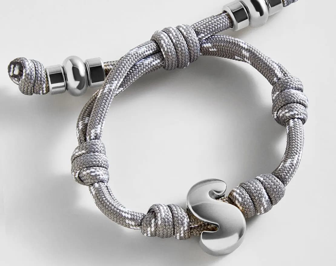 BaubleBar Knotty Initial Custom Bracelet - Cool Gray Single Letter Gold [Adjustable pull-tie so you can get a perfect fit, Personalized with the capital letter of yo, Choose from a