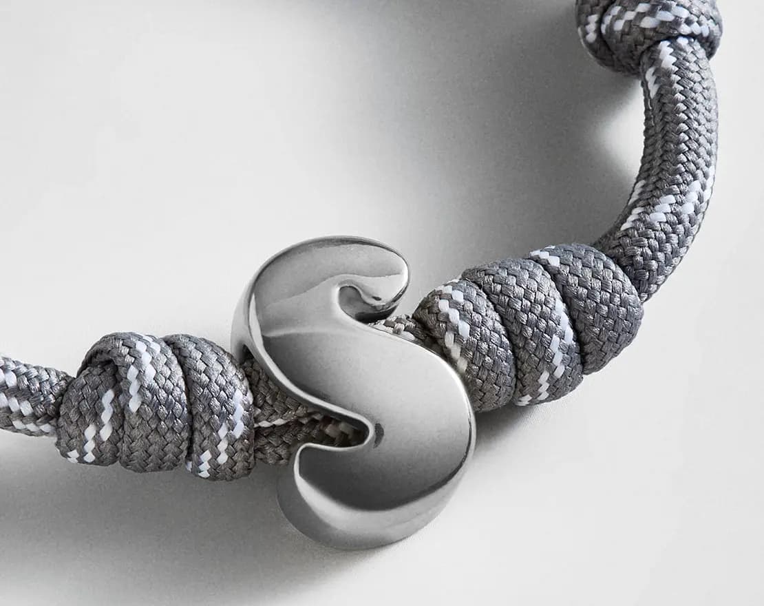 BaubleBar Knotty Initial Custom Bracelet - Cool Gray Single Letter Gold [Adjustable pull-tie so you can get a perfect fit, Personalized with the capital letter of yo, Choose from a