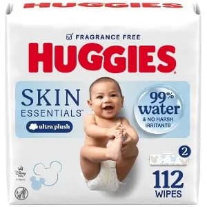 Huggies Skin Essentials Hypoallergenic Baby Wipes - 2pk - 112ct [Scent Unscented, Dimensions (Overall) 7.7 Inches (L), 6.6 Inches (W), Health Facts Alcohol-Free, Paraben-Free, Hypo