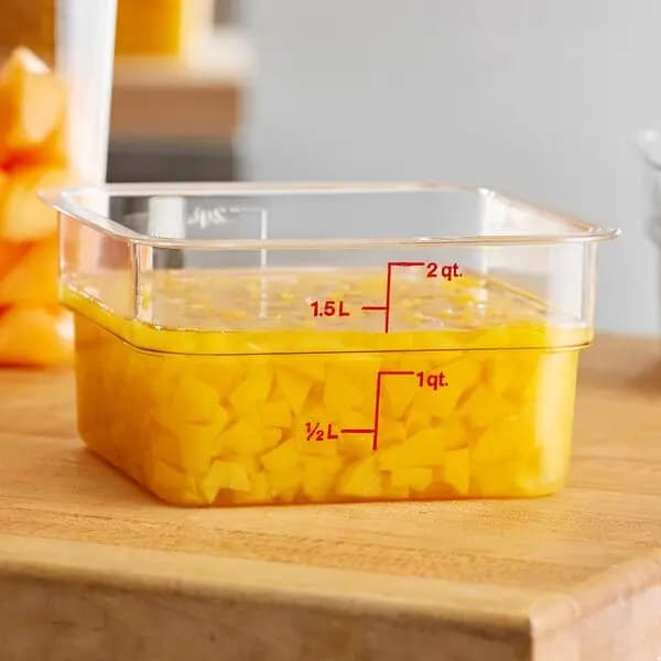2 Qt Cambro Containers (Clear, Square) [Length 7 1/4 Inches, Width 7 1/4 Inches, Height 3 4/5 Inches, Capacity 2 qt.]