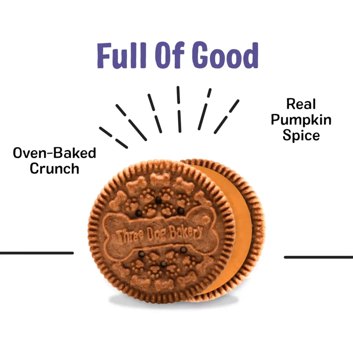 Three Dog Bakery Howl-o-ween Lick'n Crunch Sandwich Cookie Dog Treats - Carob & Pumpkin Spice Flavor [Species Dog, Brand Three Dog Bakery, Food Type Cookie, Breed Size All]