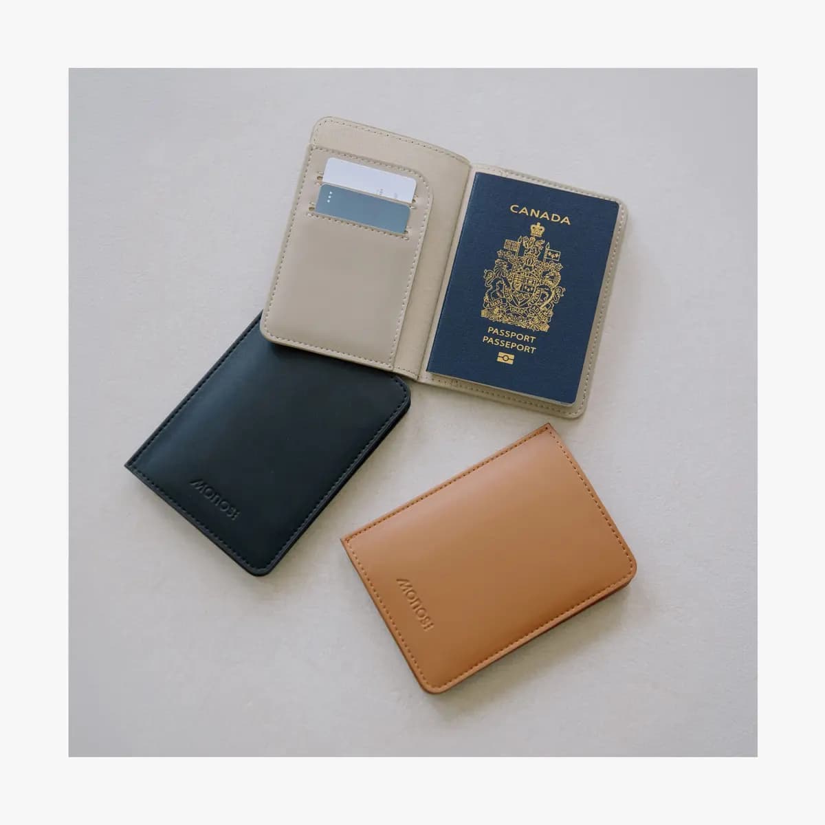 Monos Passport Cover Carbon Black [Lined with colour-matched cotton twill fabric, 0.15 lb / 0.06 kg, Height]