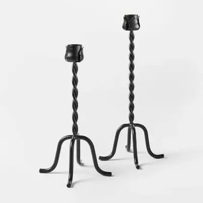Threshold designed w/Studio McGee Set of 2 Metal Taper Candle Holders Black - Thresholdâ„¢ designed with Studio McGee [Taper, Iron, 1 Candle]