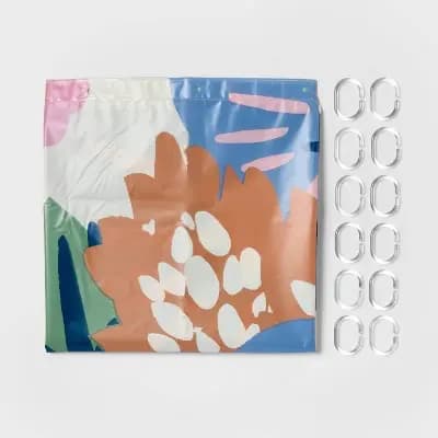 13pc PEVA Floral Blooms Shower Curtain and Rings Set Blue - Room Essentials™ [72 Inches (H) x 72 Inches (W), .72 Pounds, Pressed or Molded]