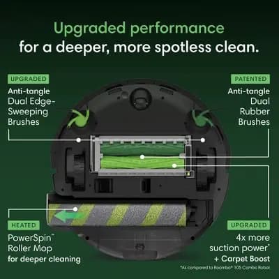 iRobot X285020 Roomba Max 775 Combo+AutoWash 6.6" Cleaning Path Black [Battery, 6.61 Inches, 0 Inches]