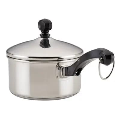 Farberware Classic 1qt Covered Saucepan: Stainless Steel Cookware, Dishwasher-Safe, Gas & Induction Compatible Pot [Stainless Steel, 11 Inches, 1 Quart]