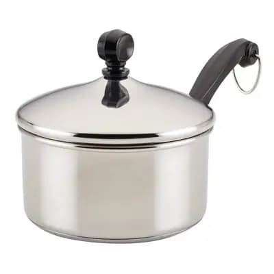 Farberware Classic 1qt Covered Saucepan: Stainless Steel Cookware, Dishwasher-Safe, Gas & Induction Compatible Pot [Stainless Steel, 11 Inches, 1 Quart]