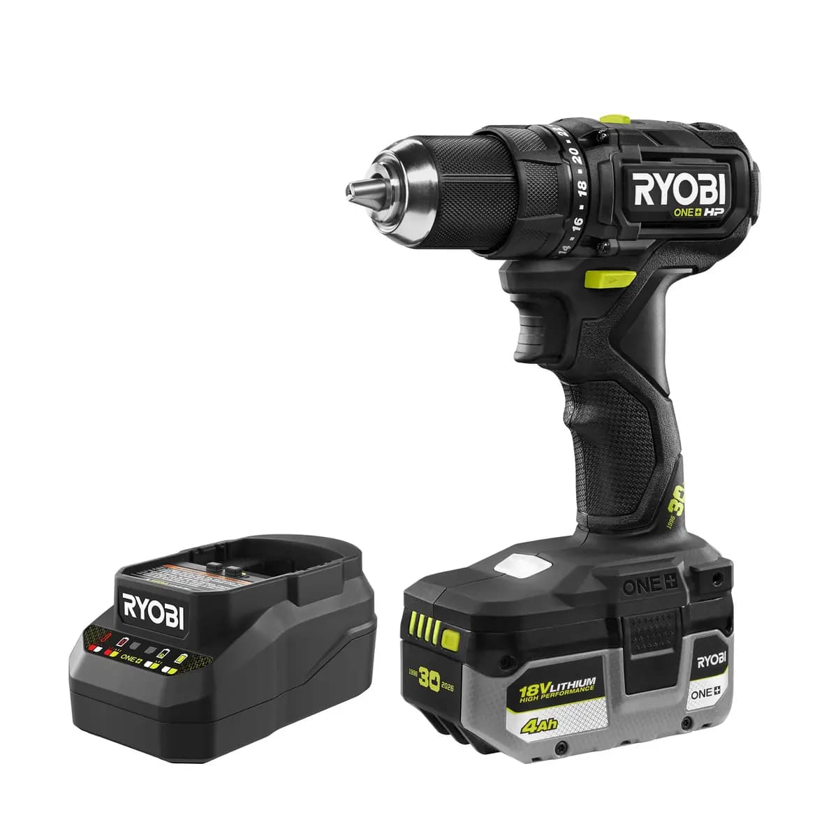 RYOBI LIMITED EDITION 18V ONE+ HP Compact Brushless 1/2" Drill/Driver Kit [Voltage 18V, Fuel Gauge Integrated LEDs, Capacity 4Ah]