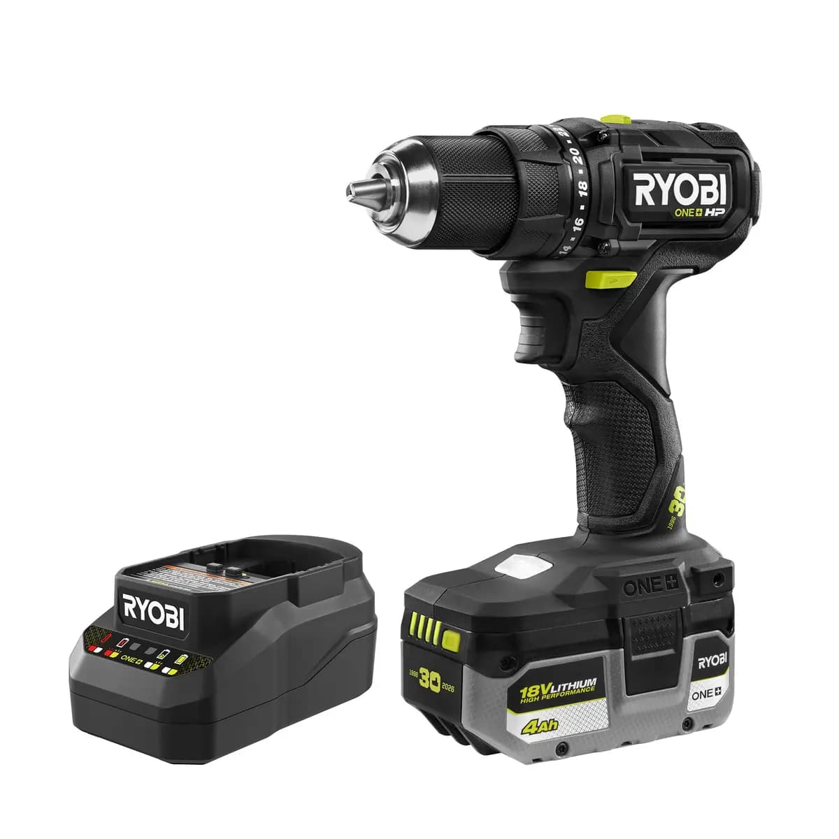 RYOBI LIMITED EDITION 18V ONE+ HP Compact Brushless 1/2" Drill/Driver Kit [Voltage 18V, Fuel Gauge Integrated LEDs, Capacity 4Ah]