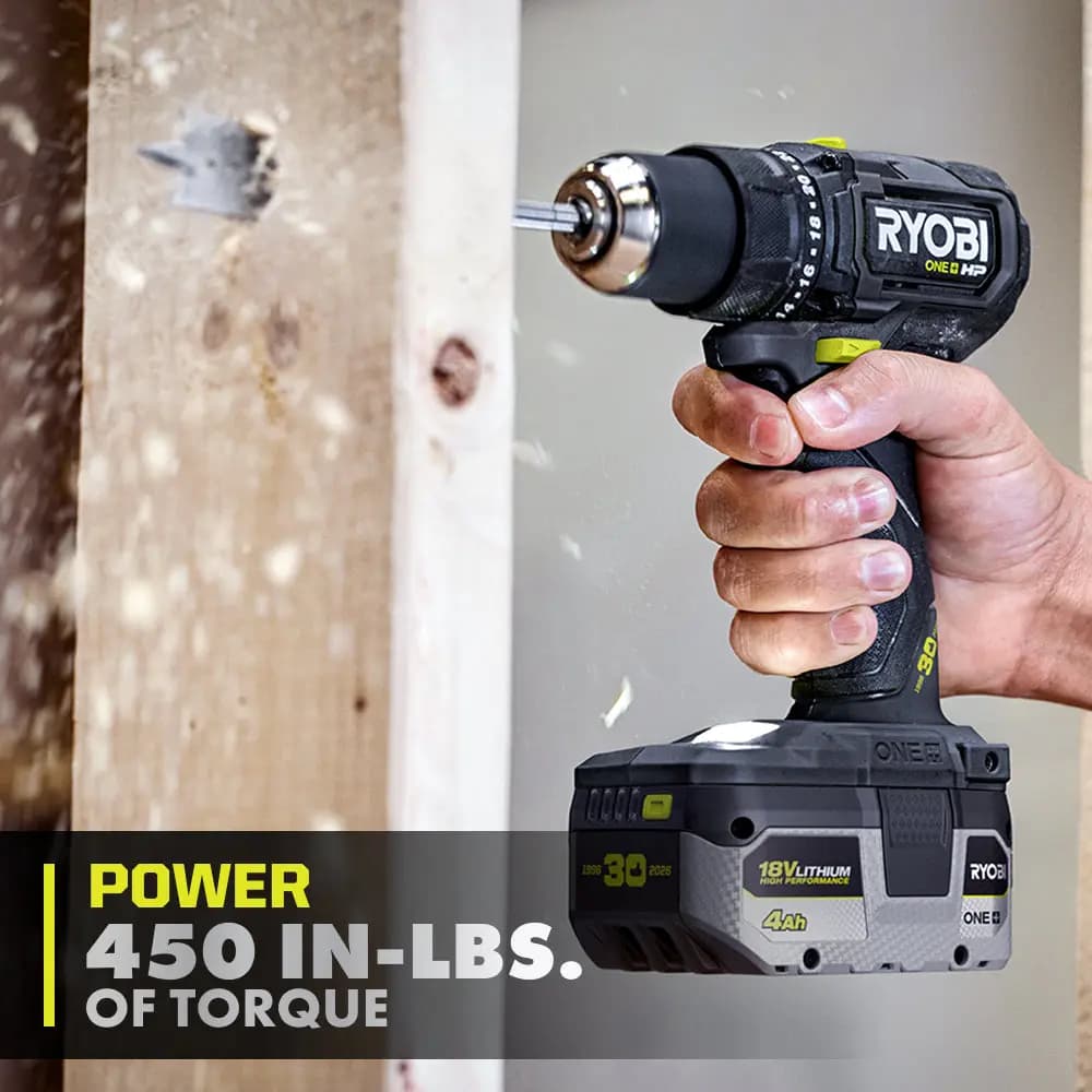 RYOBI LIMITED EDITION 18V ONE+ HP Compact Brushless 1/2" Drill/Driver Kit [Voltage 18V, Fuel Gauge Integrated LEDs, Capacity 4Ah]